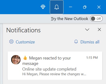 Notifications in Microsoft Outlook