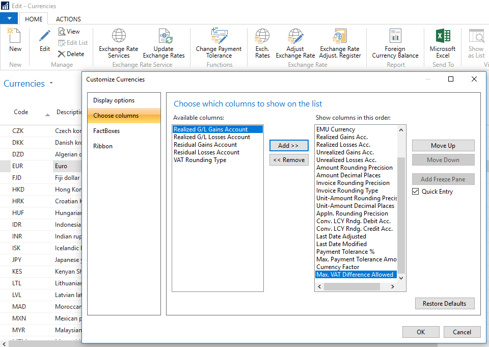 Adjusting VAT amounts for currencies in Dynamics NAV