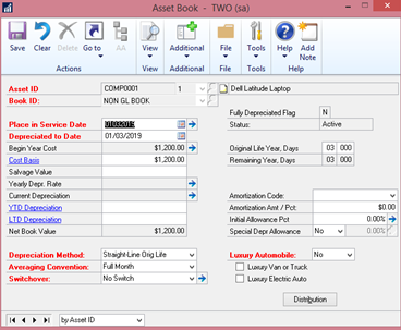 Asset book in Dynamics GP