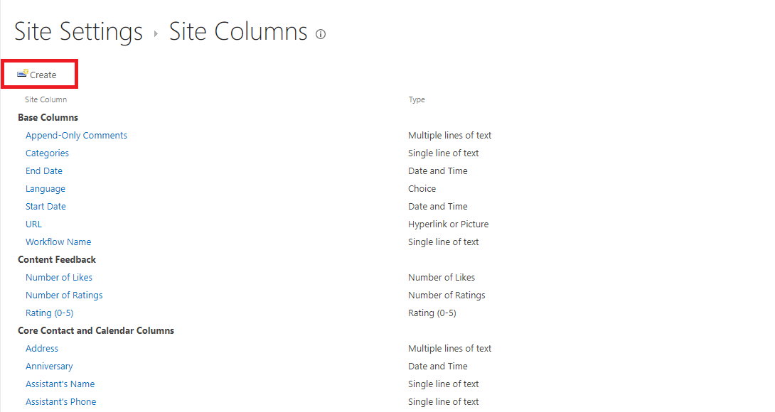 Create a site column