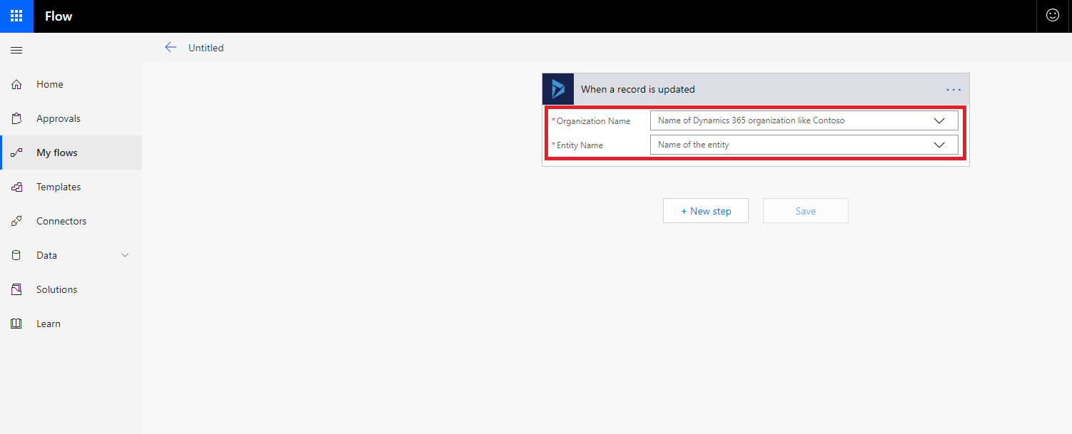How to use when a record is updated in Microsoft Flow