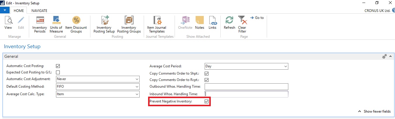 Inventory setup in Dynamics NAV