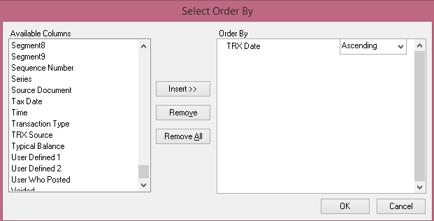 Select by order in Dynamics GP