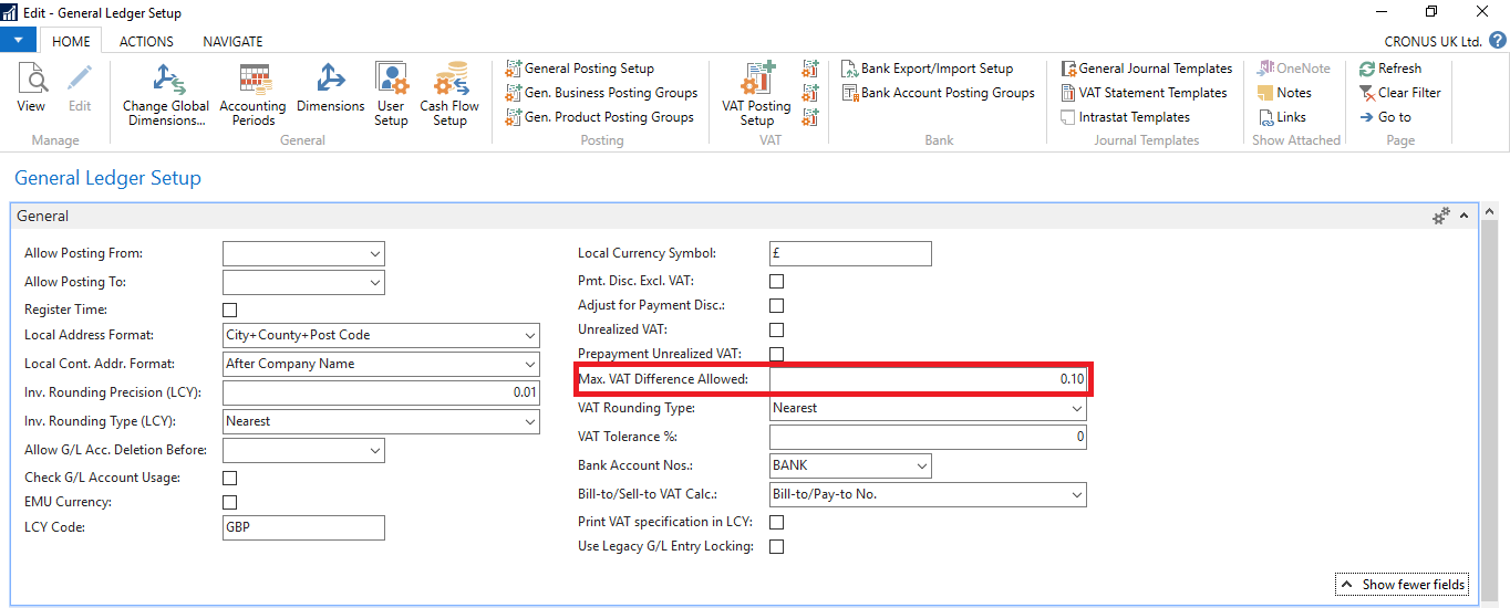 Setting a maximum VAT difference in Dynamics NAV